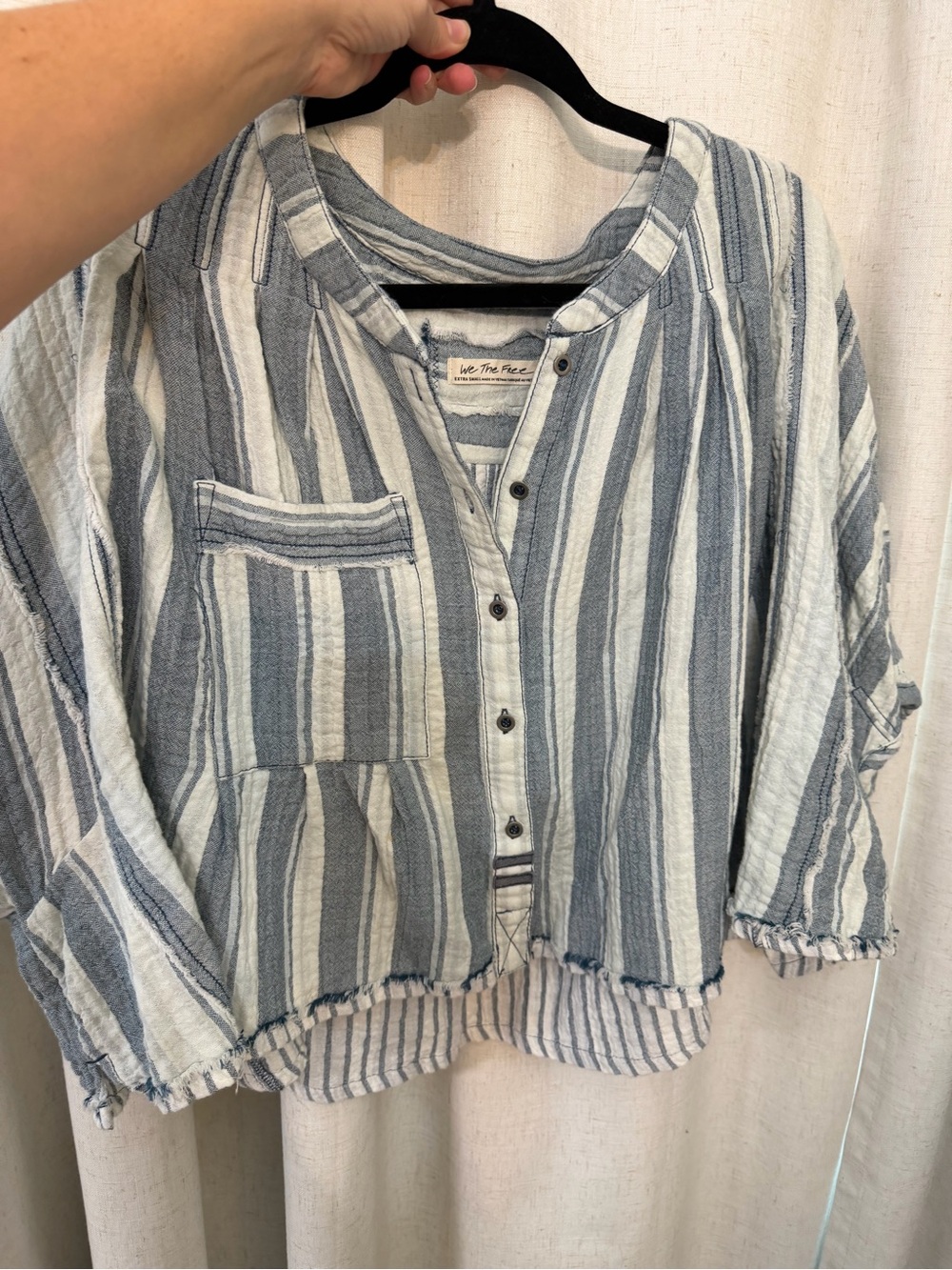 We The Free Blue & White Striped Button-Front Shirt